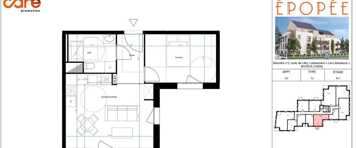 location Appartement T2 DE 42.61m² À BAYEUX - Photo 1