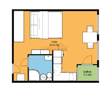 Pronájem moderního bytu 1+kk s balkonem a klimatizací (25 m - Photo 1