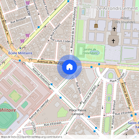 Avenue de Tourville, entre Place de l'Ecole Militaire et Boulevard de la Tour Maubourg 75007 Paris (7e arrondissement)