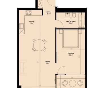 2.5 Zimmer, 63 m², 6. Stock - Photo 1
