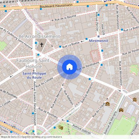 Rue Jean Mermoz et Rue du Faubourg Saint-Honoré 75008 Paris (8e arrondissement)