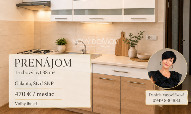 PRENÁJOM | 1-izbový byt 38 m² – Galanta, Štvrť SNP - Photo 1