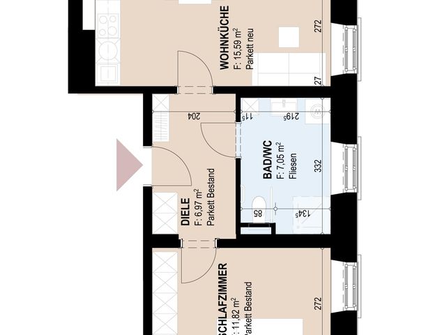 Geförderte Altbauwohnung im 1. Stock mit 2 Zimmern - Foto 1