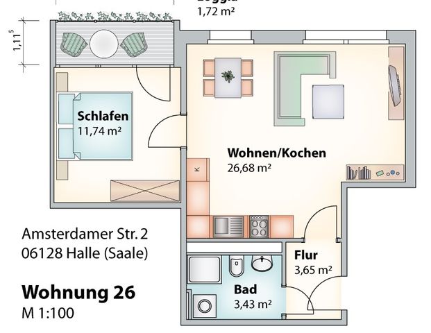 Kleine 2-Raum-Wohnung mit frischer Ausstattung. Und der Bäcker ist gleich nebenan... - Foto 1