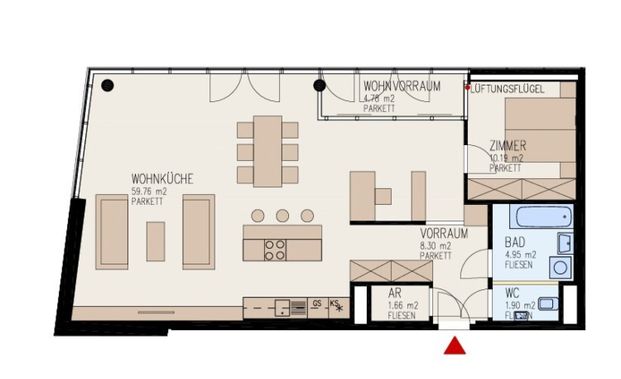 Lichtdurchflutete 2-Zimmer-Wohnung mit voll ausgestatteter Küche in Linz nähe WIFI zu vermieten! (Top 14) - Foto 1