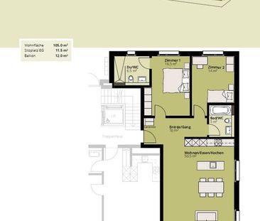 3.5 Zimmer, 105 m², 2. Stock - Photo 2
