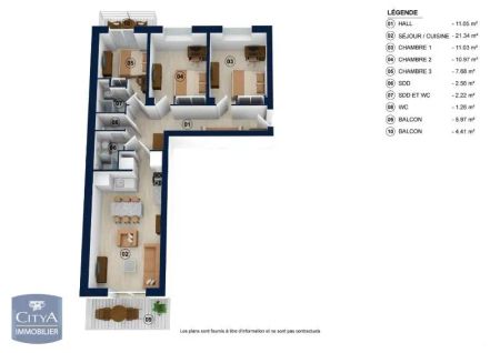 Appartement à louer 4 pièces 69.81m² - Photo 4
