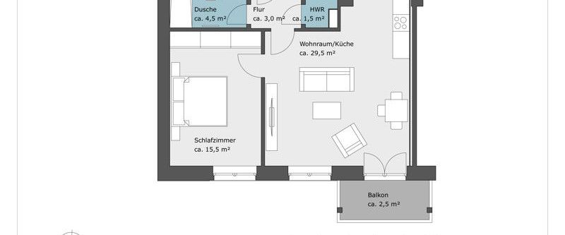 Neubau! 2-Raumwohnung mit Balkon! - Photo 1