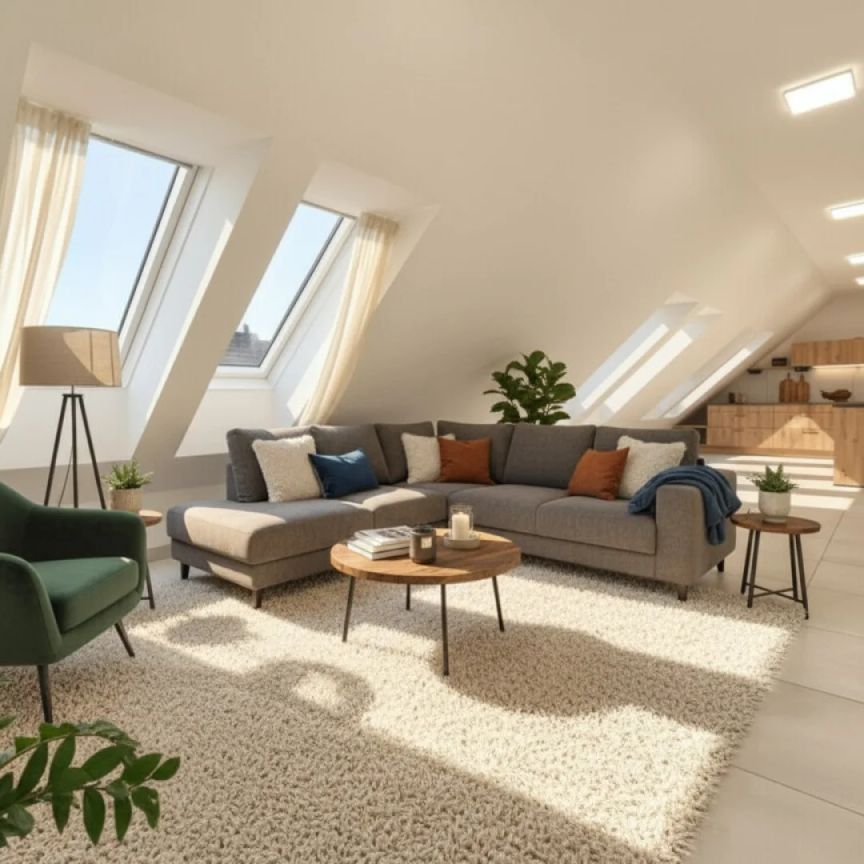 Traumhafte Dachgeschosswohnung – Erstbezug in hochwertig gebautem Wohnhaus - Klimaanlage - Moderne Küche - Gemeinschaftsgarten - Photo 1