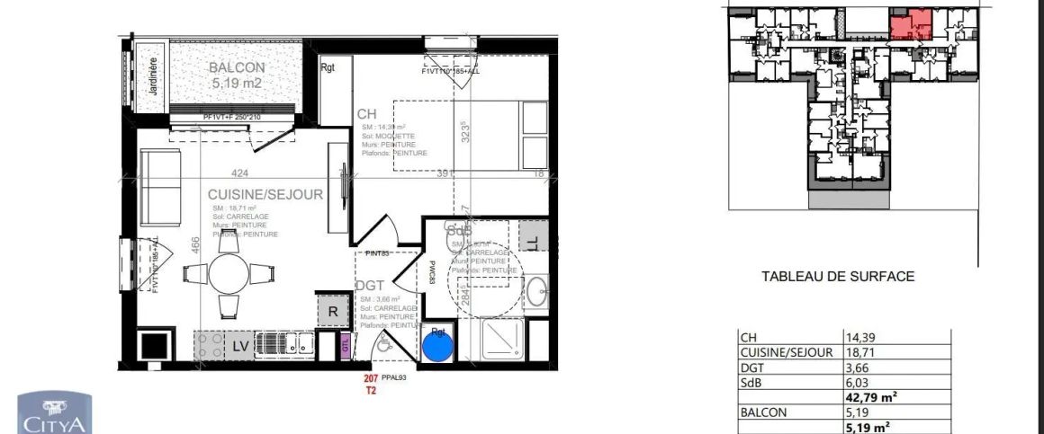Appartement à louer 2 pièces 42.79m² - Photo 1