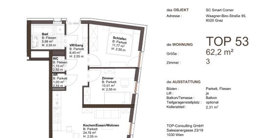Stilvolles Wohnen in Graz: Geräumige 3-Zimmerwohnung mit Balkon - West Side Living Top 53 - Photo 3