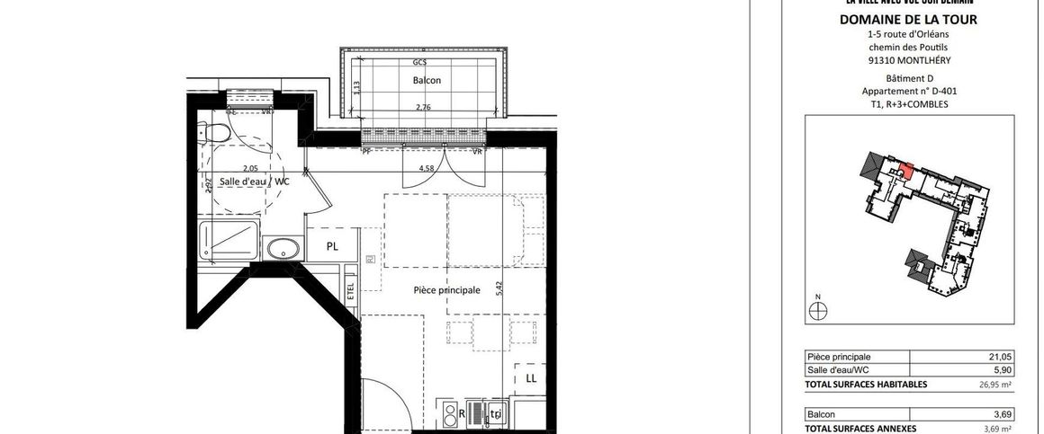 location Appartement T1 DE 26.95m² À MONTHLERY - Photo 1