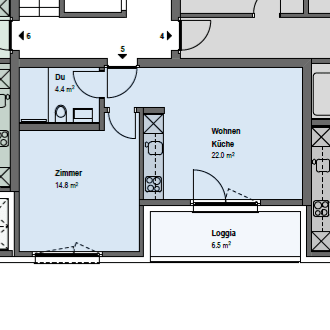 2.5 Zimmer, 41 m², 1. Stock - Photo 4