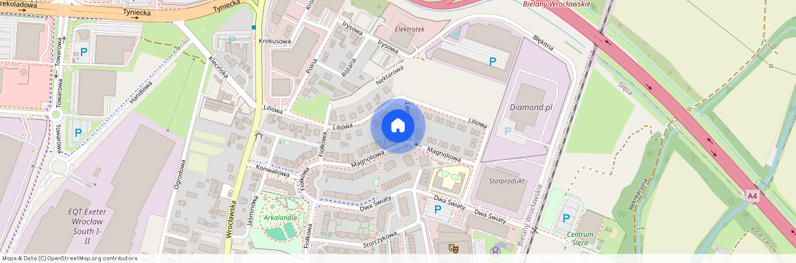 ul. Magnoliowa, Bielany Wrocławskie, Kobierzyce, wrocławski, dolnośląskie