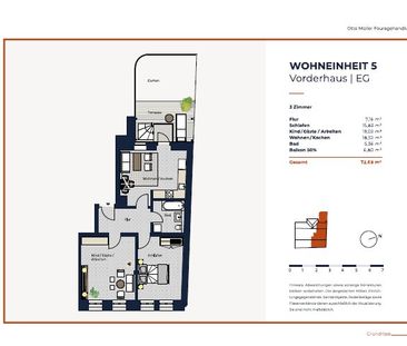 Stilvoll geschnittene 3-Zimmer-Erdgeschosswohnung mit Terrasse und ... - Photo 2