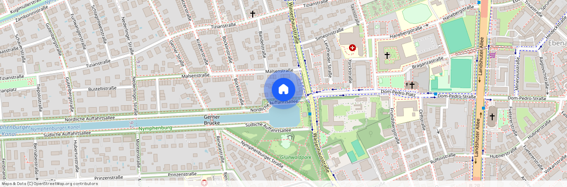 Nördliche Auffahrtsallee, 80638 München Nymphenburg-Gern ca. 4, 7 km north-west of Munich-center