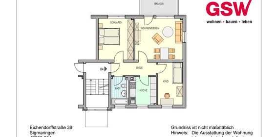 Lichtdurchflutete 3-Zimmerwohnung mit Balkon in Sigmaringen - Photo 3