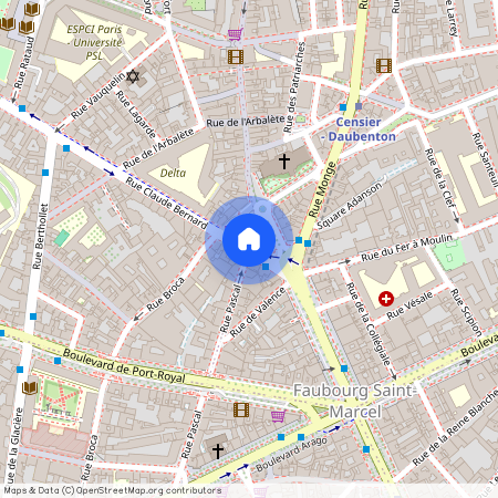 Rue Pascal entre Rue de Valence et Rue Claude Bernard 75005 Paris (5e arrondissement)