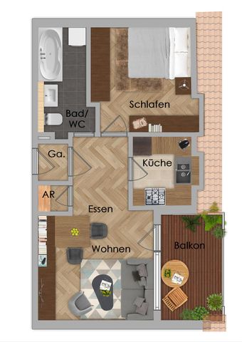 Ideale Single-Wohnung: 2 Zimmer, Küche, Bad, Balkon in Neumarkt - Foto 2