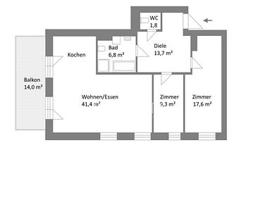 3 Zimmer-Obergeschoss-Wohnung - Foto 5