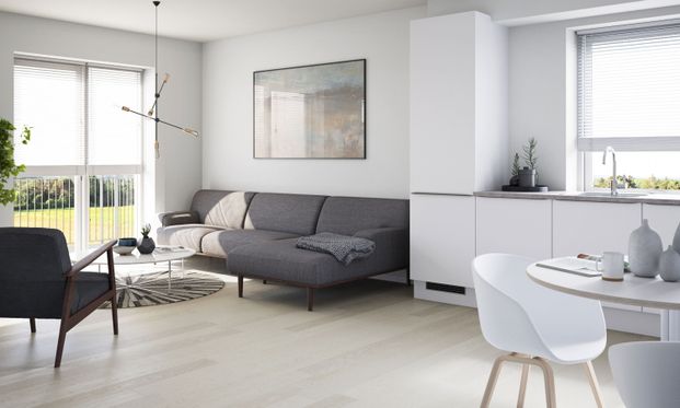 Flot og sjældent udbudt 3-vær bolig i 2 plan på hele 102 m2. Lys bolig med god altan. - Foto 1