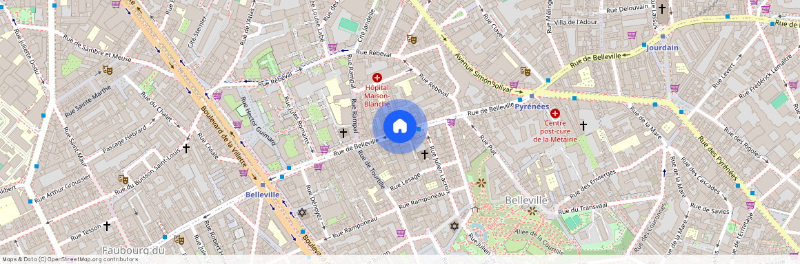 Rue Rébeval et Rue de Belleville 75019 Paris (19e arrondissement)