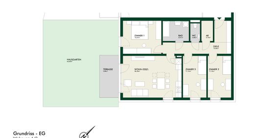 Lichtdurchflutete 4-Zimmer-Erstbezugswohnung im Erdgeschoss mit Terrasse und Privatgarten - Photo 2
