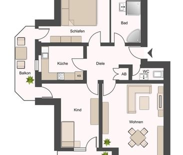 Schöne 3-Zimmer-Wohnung mit zwei Balkonen und TG-Stellplatz - Foto 2