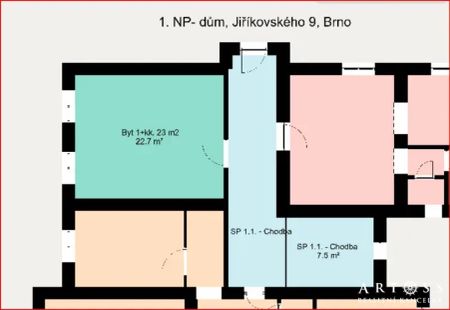 Pronájem útulného, plně zařízeného studia (1+kk, 23 m - Fotografie 3