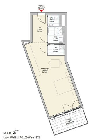 1 Zi Wohnung mit Balkon - nahe U1 (provisionsfrei!) - Foto 4