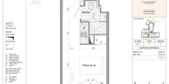 Location Appartement 1 pièce Meublé 17m² NANTES 44300 - Photo 3