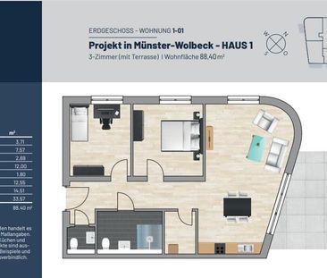 Exklu­sives Wohnen in Wolbeck. 3 Zimmer Erdge­schoss­wohnung mit Te... - Photo 1