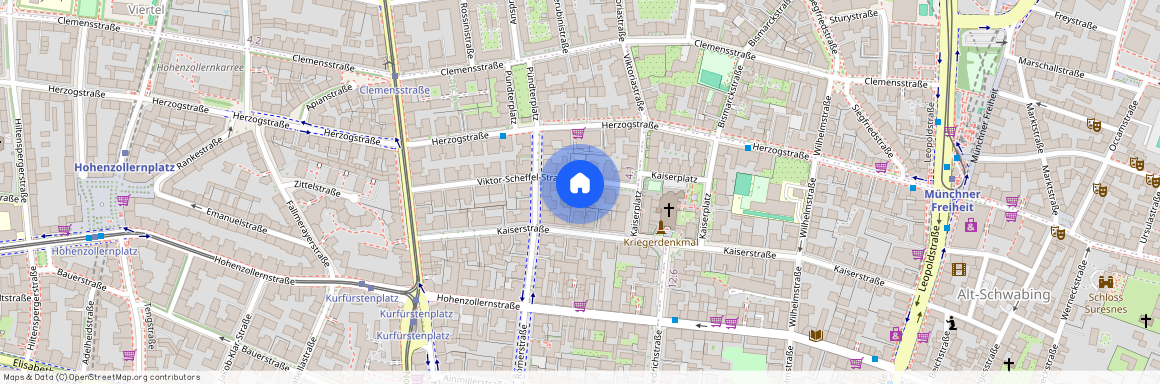 Viktor-Scheffel-Straße, 80803 München Schwabing-West ca. 2, 5 km north of Munich-center