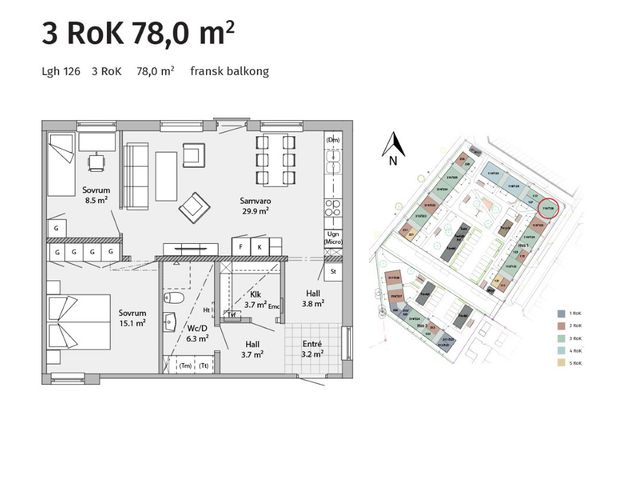 Lgh 126 - 3rok - 78,0m² - Foto 1