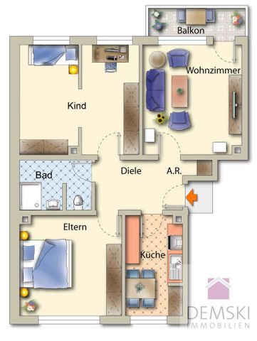 5744: Hilden City! Frisch renovierte 3,5-Zimmer-Wohnung mit Balkon in grüner Wohnlage! - Foto 5