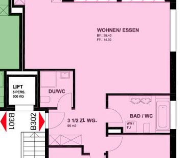 3.5 Zimmer, 95 m², 2. Stock - Foto 4