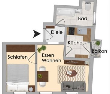 München-Milbertshofen - 1,5 Zimmer, Küche, Flur, Bad/WC, Balkon, Ke... - Photo 1