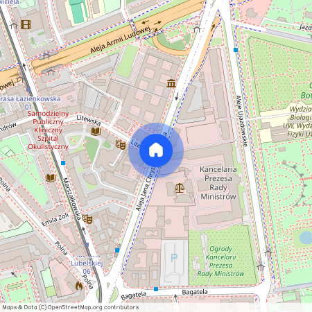 Warszawa, Śródmieście, Ujazdów, Szucha, Jana, Chrystiana, al.