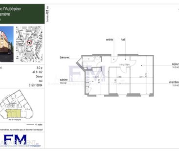 Rue de l'Aubépine, 3 pièces au 3ème étage, env. 47 m2 - Foto 6