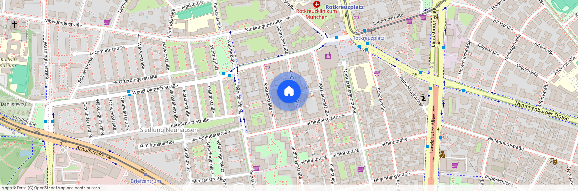 Gudrunstraße, 80634 München Neuhausen ca. 3, 9 km west of Munich-center