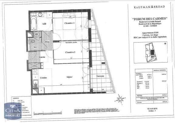 Appartement à louer 3 pièces 56.77m² - Photo 1