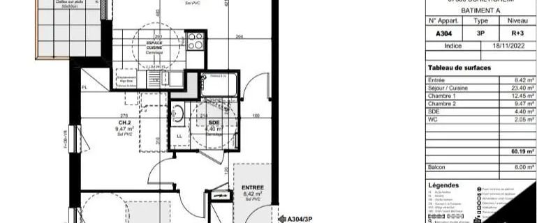 Appartement à louer 3 pièces 60.19m² - Photo 1