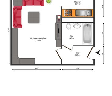 gut geschnittene 1-Raum-Wohnung - Photo 1