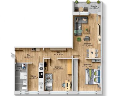 Dreiraumwohnung im neuen Glanz - Foto 1