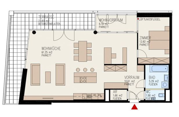 Lichtdurchflutete 2-Zimmer-Wohnung mit Loft-Flair und großzügiger Terrasse in Linz nähe Wifi zu vermieten! (Top 65) - Foto 1