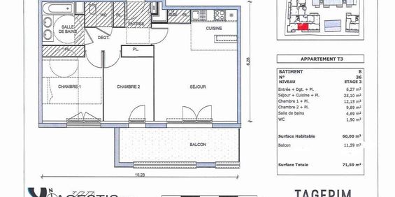 Location Appartement 3 pièces 60m² TOULOUSE 31200 - Photo 3
