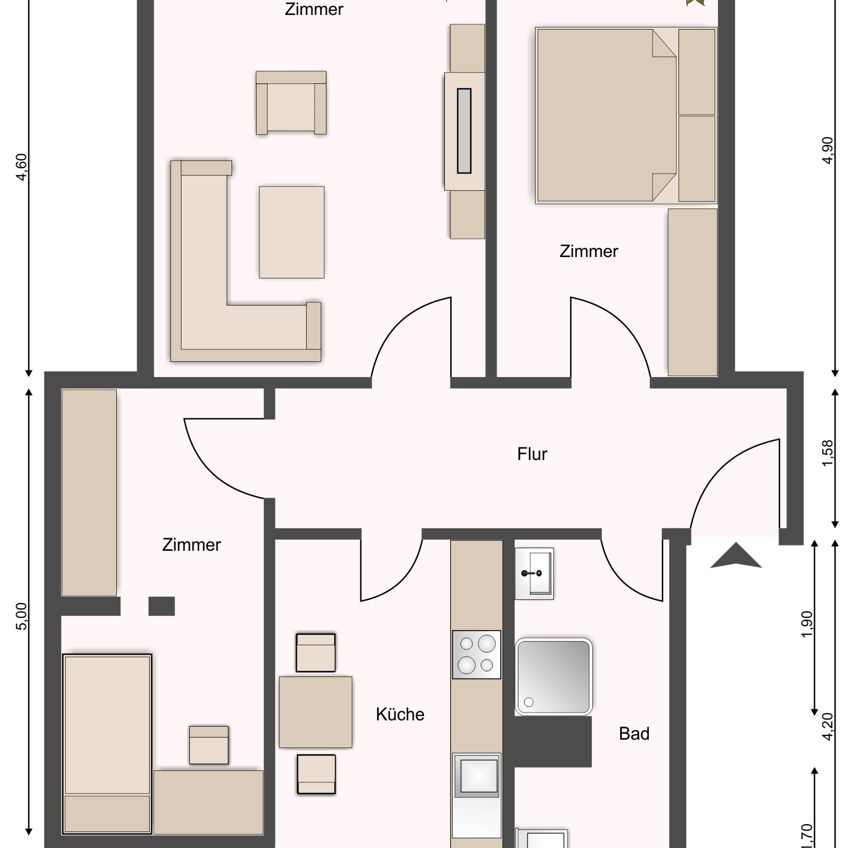 Schöne 3 Raum Wohnung mit neuem Bad! - Photo 1