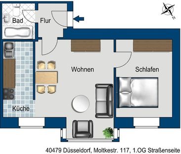 Pempelfort: 2-Zimmer-Wohnung mit Einbauküche - Photo 1