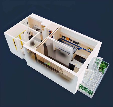 2 Bedroom Studio with Balcony - Photo 3