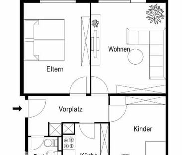 3 Zimmer, 60 m², 1. Stock - Foto 6